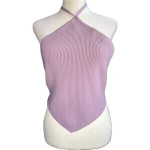 House of Harlow 1960 Lilac Knit Halter Crop Top, Size M – Stylish & Trendy‎ Y2K